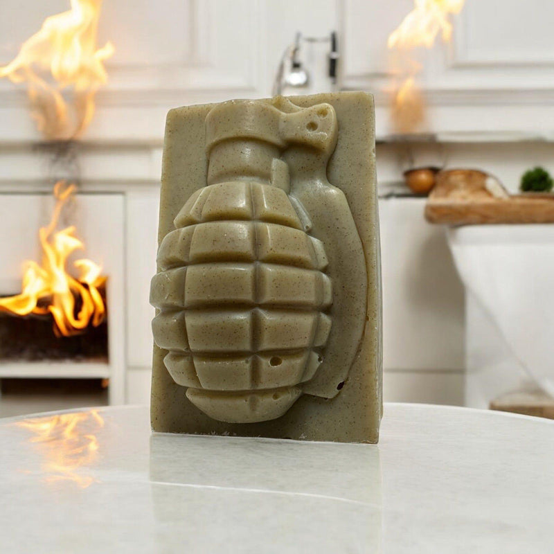 kbarsoapco Salt Dog Natural Grenade Soap (Tea Tree, Exfoliant) Light Gray