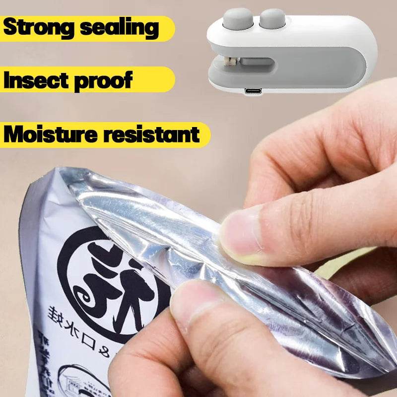 SmartPursue™ Mini Bag Sealer 2-in-1 Mini Bag Sealer Gray Blue,White