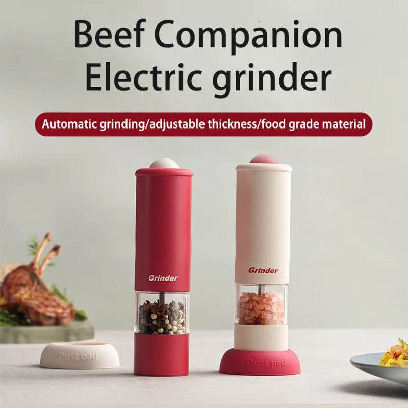 SmartPursue™ USB Rechargeable Salt and Pepper Grinder Spice Grinders Light Gray Cream White,Red