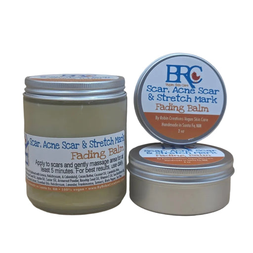 By Robin Creations Scar & Stretch Mark Fading Balm for Face & Body Skin Care White Smoke 2 oz Tin,4 oz Tin,8oz Glass Jar