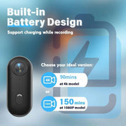 SmartPursue™ 4K Mini Vlog Camera with WiFi Mini Camera Light Steel Blue FHD 1080P (BK-Lite) / With 64G TF Card,FHD 1080P (BK-Lite) / With 128G TF Card,FHD 1080P (BK-Lite) / NO TF Card,FHD 1080P (BK-Lite) / With 32G TF Card,FHD 1080P (WH-Lite) / With 64G TF Card,FHD 1080P (WH-Lite) / With 128G TF Card,FHD 1080P (WH-Lite) / NO