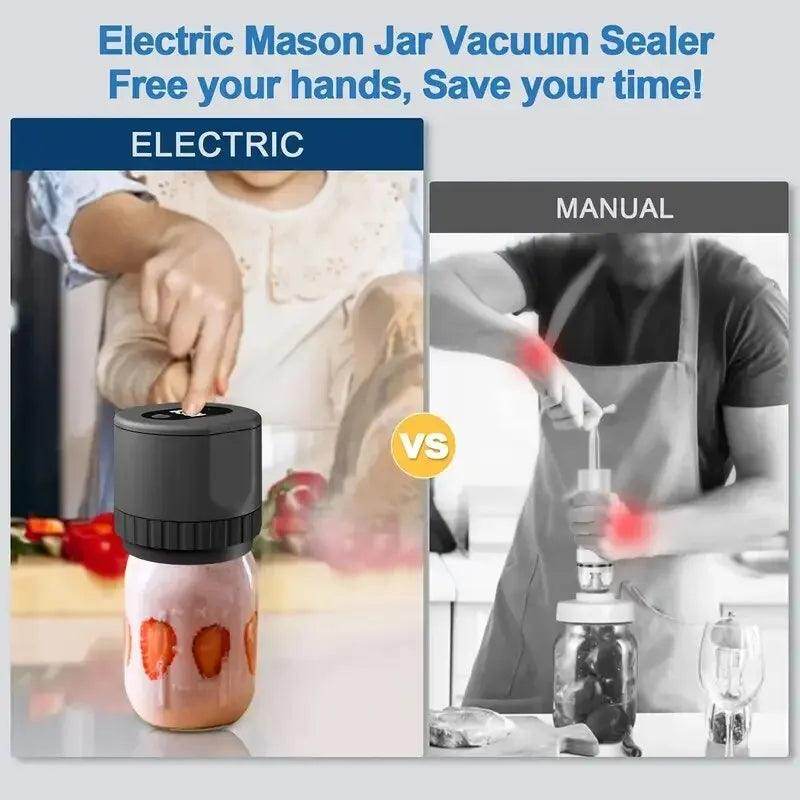 SmartPursue™ Vacuum Sealing Machine Mason Jar Vacuum Sealer Electric Vacuum Sealing Machine Kit Light Gray Black,White