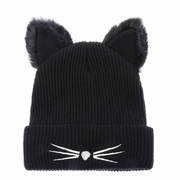 Medusa's Makeup Cat Ears Knit Beanie Black