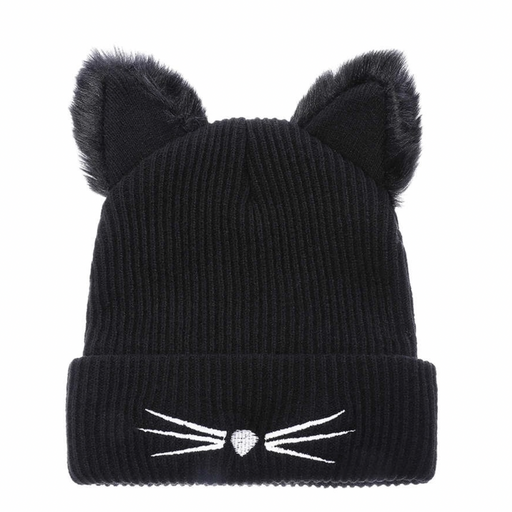 Medusa's Makeup Cat Ears Knit Beanie Black