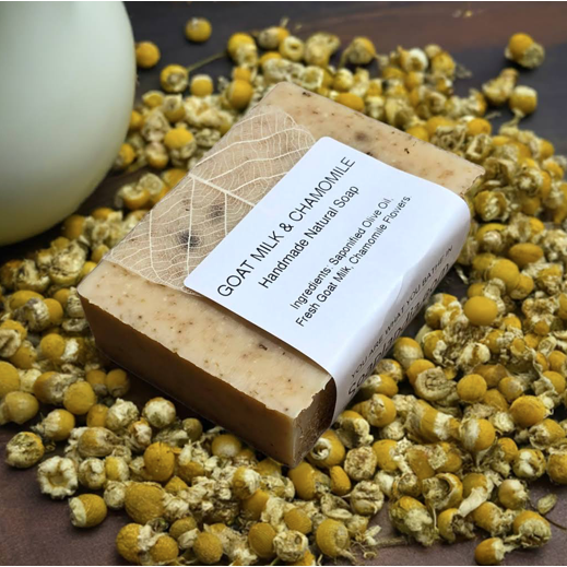 Soaplandia Soap Store Goat Milk & Olive Oil Bar Soap with Chamomile, Unscented Lavender