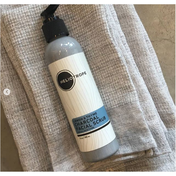 Heliotrope San Francisco Lemon & Thyme Charcoal Face Scrub Facial Cleanser Slate Gray 6 oz,2 oz