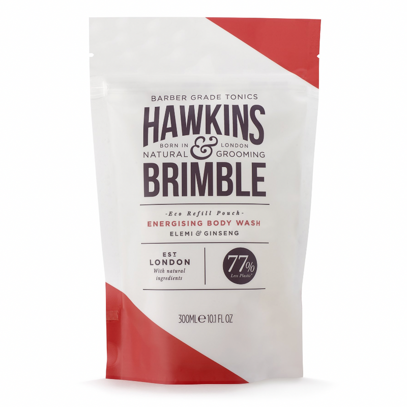 Hawkins & Brimble COM Energising Body Wash Refill Pouch 10.1 fl oz Showering Light Gray