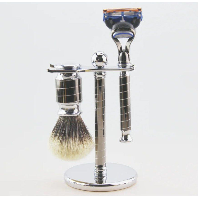 Frank Shaving Frank Shaving 3-Piece Pure Badger Shaving Set (Gun Metal) Shaving Set Lavender