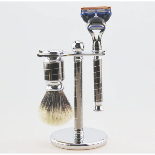 Frank Shaving Frank Shaving 3-Piece Pure Badger Shaving Set (Gun Metal) Shaving Set Lavender