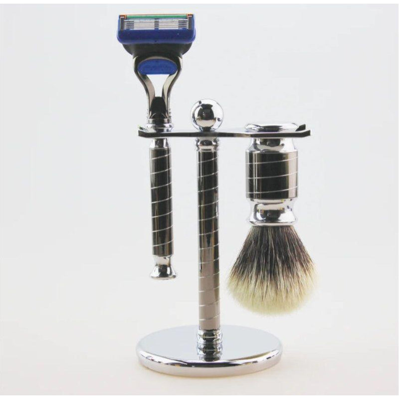 Frank Shaving Frank Shaving 3-Piece Pure Badger Shaving Set (Gun Metal) Shaving Set Lavender