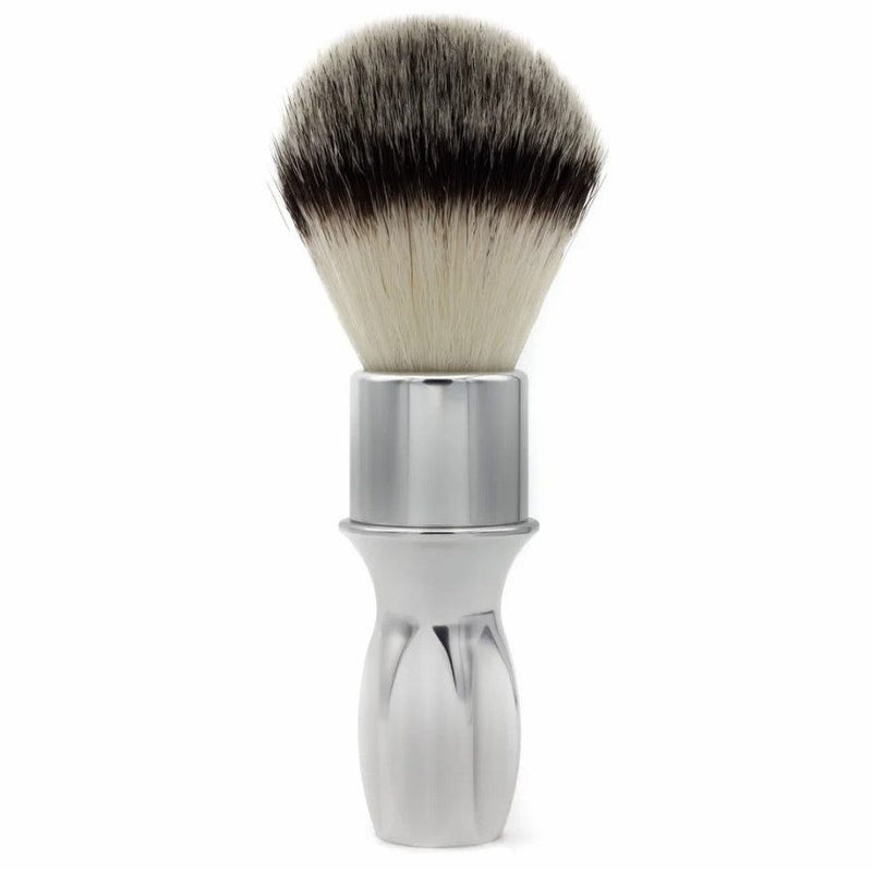 0 Alpha Brush & Shaving Co. T-400 Silver 24mm Shaving Brush White Smoke