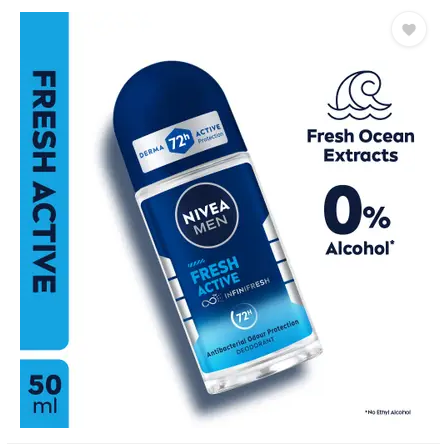 Nivea Nivea Men Fresh Active 48H Anti-Perspirant Antibacterial Roll-On Deodorant 50 ml Deodorant White Smoke
