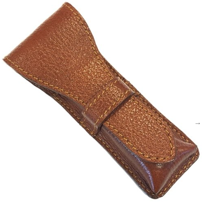 Parker Parker LP3 Saddle Brown Leather Safety  Razor Travel Case Razor Travel Case White Smoke