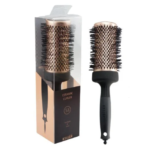 Keller Haarbürsten Keller Copper-Line 53mm Tourmalin & Ionic 53mm Ceramic Curler Hairbrush White Smoke