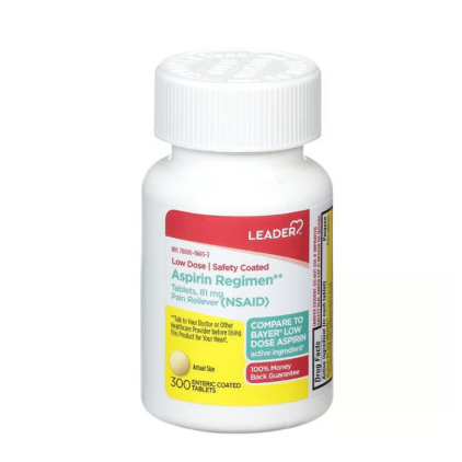 Leader Leader Aspirin Regmn Tablets 81mg 300 ct Health Care White Smoke