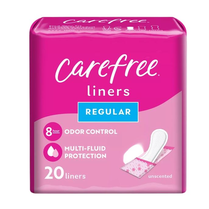 Carefree Carefree Acti-Fresh Body Shape Pantiliners Regular Unscented - 20 Liners Feminine Pads & Protectors Light Pink