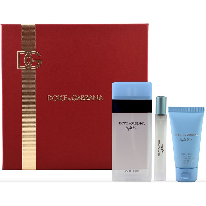 Dolce & Gabbana Dolce & Gabbana Light Blue 3-Piece Fragrance Gift Set for Women Health & Beauty Dark Red