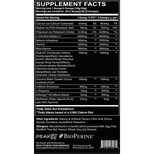 Edge Fitness Performance Clutch Pre-Workout Fitness Supplement Black Blue Lemonade,Strawberry Margarita,Blueberry Limeade