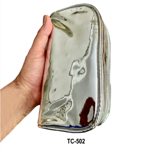 0 Kingsley Silver Metal Travel Cosmetic Makeup Organizer Bag TC-502 Cosmetic & Toiletry Bags White Smoke