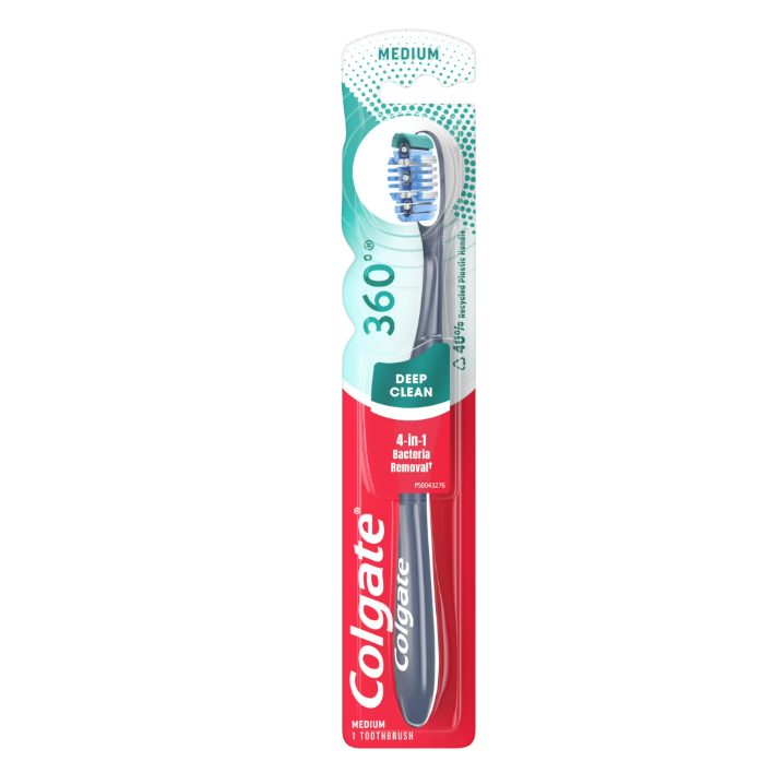 Colgate Colgate 360 Degrees, Toothbrush, Deep Clean, Medium Toothbrushes White Smoke