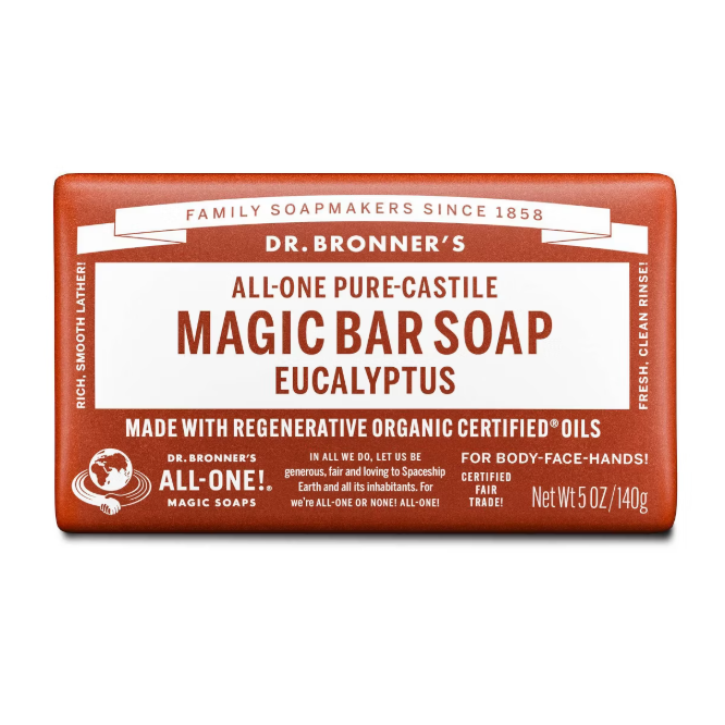 Dr. Bronner's Dr. Bronner's Pure Castile Soap Bar Eucalyptus 5 oz Soap Bar White Smoke