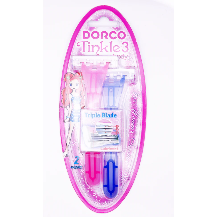 Dorco Dorco Tinkle3 Women Body Razors- 2 Razors Per Pack, Triple Blade Razors & Razor Blades White Smoke