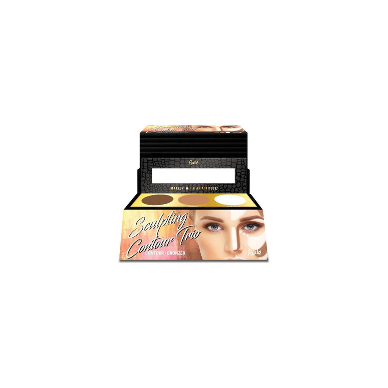 Rude Cosmetics Sculpting Contour Trio Display Set, 12pcs Wholesale Set Black