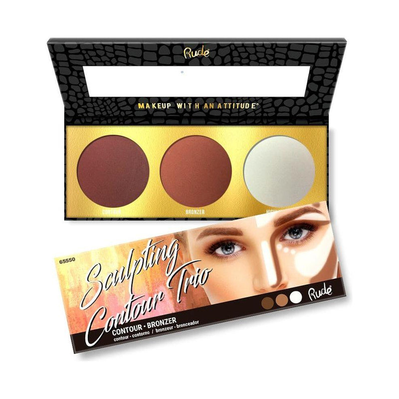 Rude Cosmetics Sculpting Contour Trio Display Set, 12pcs Wholesale Set Black