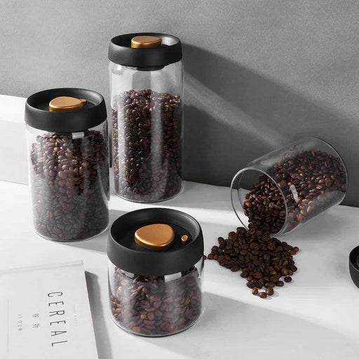 SmartPursue™ Vacuum Sealed Jug Coffee Beans Airtight Canister Kitchen Utensils Light Slate Gray 500ml / Black,500ml / White,900ml / Black,900ml / White,1200ml / Black,1200ml / White,1800ml / Black,1800ml / White