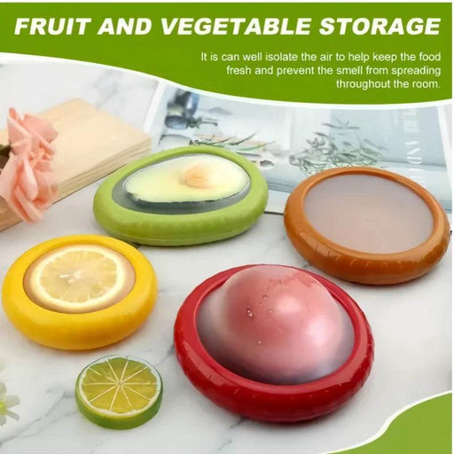 SmartPursue™ Silicone Fruit and Vegetable Fresh-Keeping Box Food Storage Light Gray 4PCS,Yellow,Green,Brown