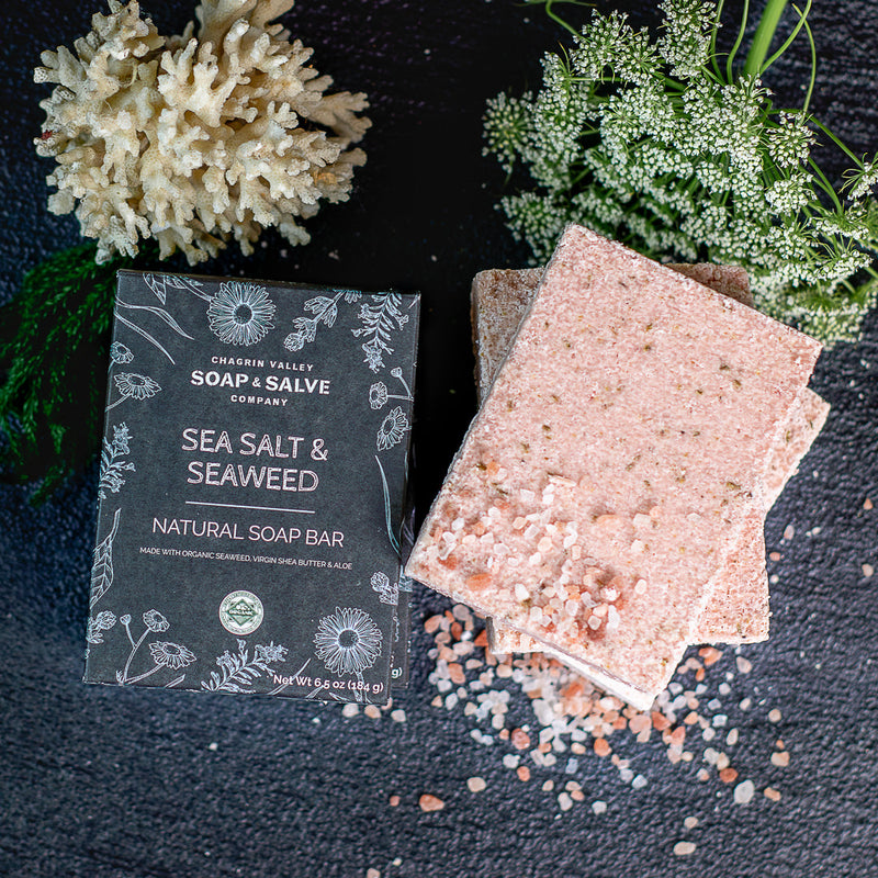 Chagrin Valley Soap & Salve Natural Soap: Sea Salt & Seaweed Spa Soap Black Full Bar 6.2 oz