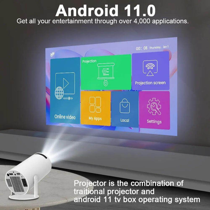 SmartPursue™ Portable 4K Projector - Home Cinema Outdoor Projetor Video Projector Dark Slate Gray Gray / US,Gray / EU,Gray / UK,White / US,White / EU,White / UK