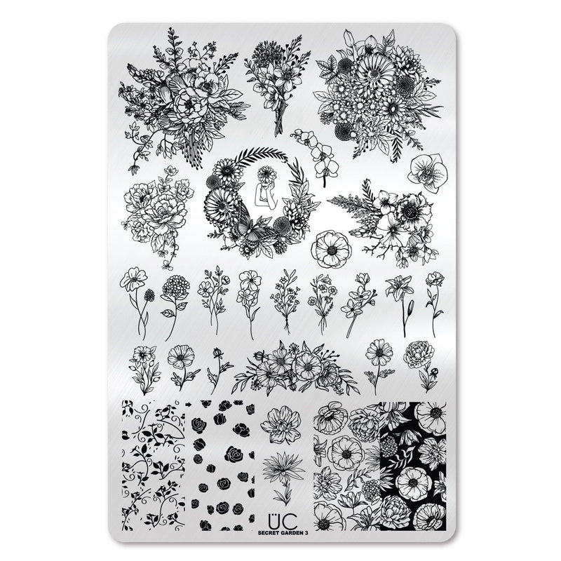 UberChic Beauty Secret Garden-03 Stamping Plate Light Gray