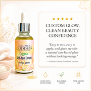 Glimmer Goddess® Organic Skin Care Organic Self Tan Drops – Fast Glow Self Tanner White Smoke Lightly Scented – soft essential oil scent,Unscented – great for extra-sensitive skin