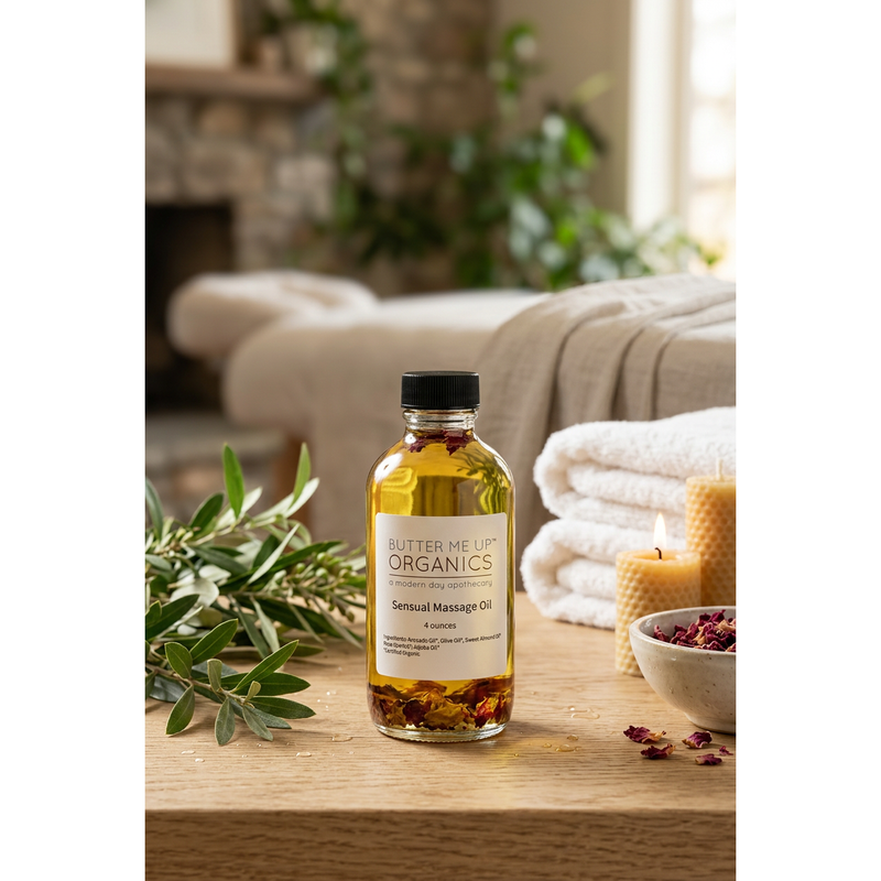 Butter Me Up Organics Sensual Massage Oil Body Dark Olive Green