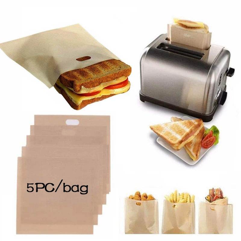 SmartPursue™ Reusable Toaster Bags Food Storage White Smoke 5 pcs/16x16.5cm,5 pcs/17x19cm,5 pcs/16x18cm,5 pcs/20x22cm