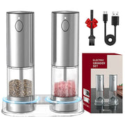 SmartPursue™ Rechargeable Electric Pepper Grinder – Adjustable Spice Mill Spice Grinders White Smoke set