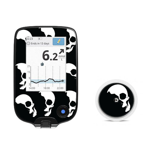 Peelz Shadow Skulls Freestyle Libre 2 Peelz/Stickers White Smoke Receiver + Sensor