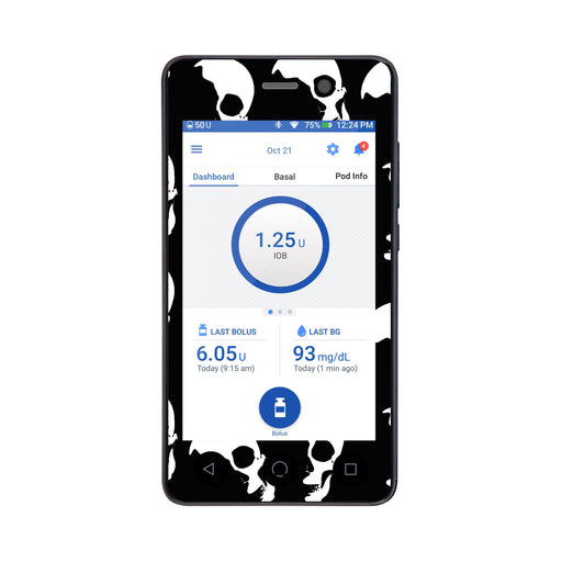 Peelz Shadow Skulls Sticker for Omnipod DASH® PDM – Pump Peelz Peelz/Stickers White Smoke Whole System Peelz (front + case),Front Peelz