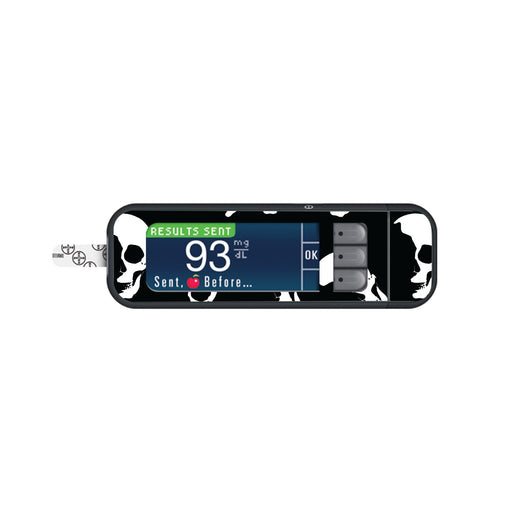 Peelz Shadow Skulls Sticker for Bayer Contour Next Glucometer Peelz/Stickers White Smoke