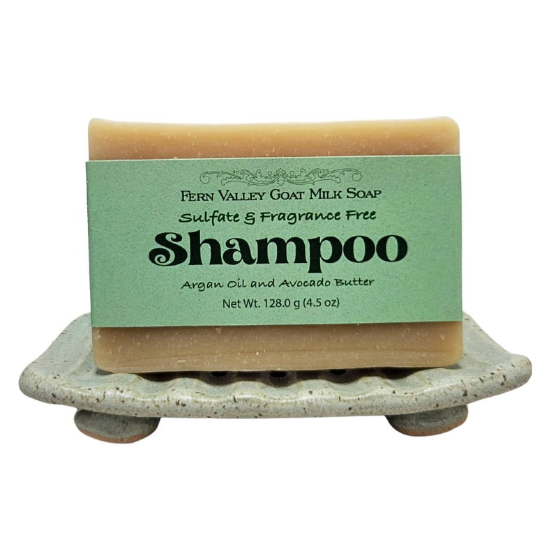Fern Valley Soap Handmade Goat Milk Shampoo Bar |  Argan Oil & Avocado Butter | Fragrance-Free Goat Milk Soap White Smoke