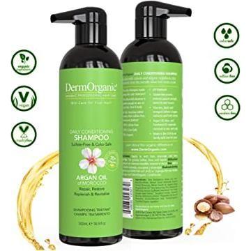 DermOrganic Official Shop Daily Hydrating Shampoo Shampoo Dark Sea Green 16.9 fl oz (500 ml),1 Liter (33.8 fl oz) with Pump