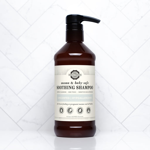 Rustic Strength Soothing Shampoo | Mama + Baby Safe Shampoo White Smoke 16 oz Plastic