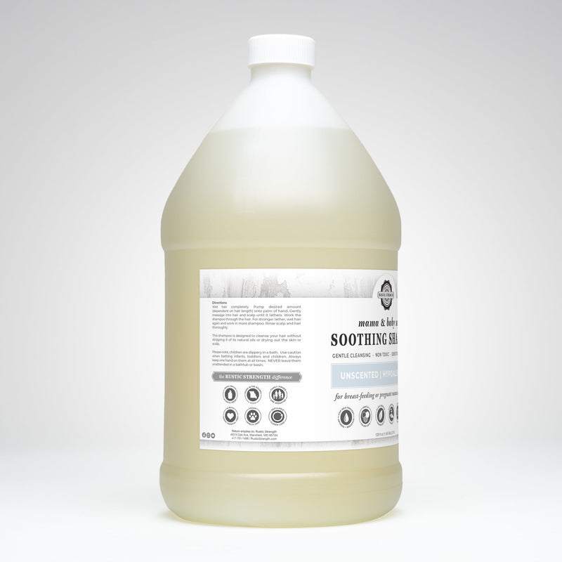 Rustic Strength Soothing Shampoo | Mama + Baby Safe Shampoo Lavender 16 oz Plastic,Half Gallon Plastic,Half Gallon Glass,Gallon Plastic,Gallon Glass,5 Gallon Eco Jug with Spout,5 Gallon Eco Jug with Pump