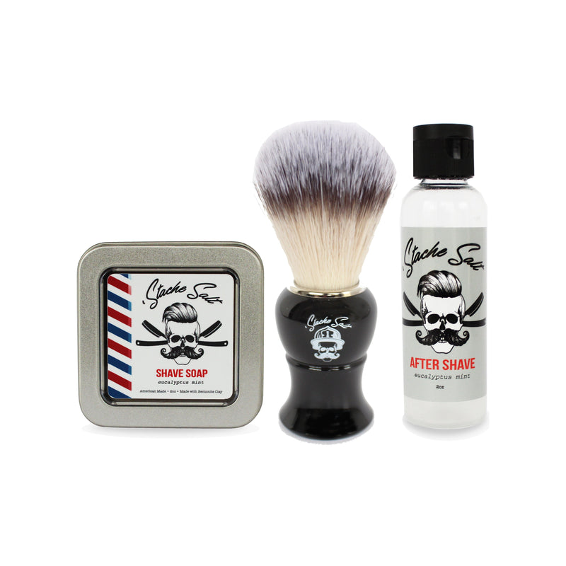 Stache Salt Moustache Wax Shave Pack Shave Kit Light Gray