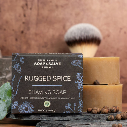 Chagrin Valley Soap & Salve Shaving Soap: Rugged Spice Shaving Soap Rosy Brown 3 oz Bar