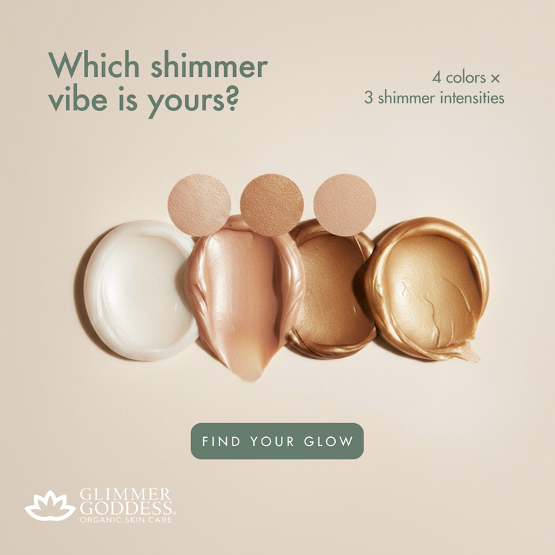 Glimmer Goddess® Organic Skin Care Organic Shimmer Body Butter – Radiant, Deep Hydration Shimmer Light Gray Bronze / Soft Glow - Level 1,Bronze / Noticeable Glow - Level 2,Bronze / Bold Glow - Level 3,Diamond / Soft Glow - Level 1,Diamond / Noticeable Glow - Level 2,Diamond / Bold Glow - Level 3,Gold / Soft Glow - Level 1,Gold / Noticeable Glow - Level 2,Gold /