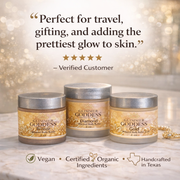 Glimmer Goddess® Organic Skin Care Organic Shimmering Body Butter Trio – 3 x 2 oz Travel Set Shimmer Gray Bronze + Diamond + Gold / Soft Glow - Level 1,Bronze + Diamond + Gold / Noticeable Glow - Level 2,Bronze + Diamond + Gold / Bold Glow - Level 3,Bronze + Diamond + Rose Gold / Soft Glow - Level 1,Bronze + Diamond + Rose Gold / Noticeable Glow - Level 2,Bro