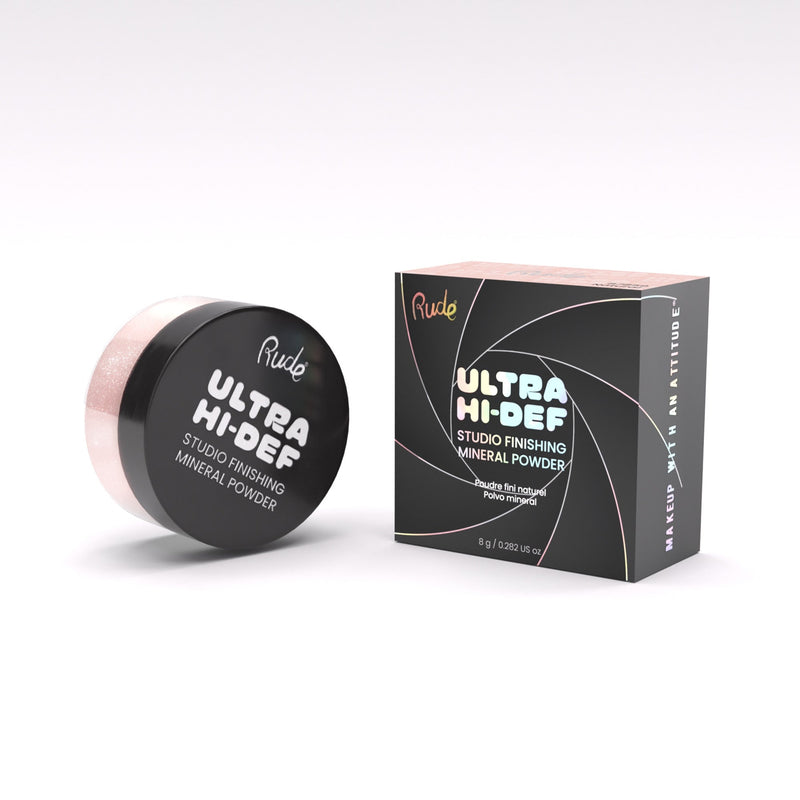 Rude Cosmetics UHD Studio Finishing Mineral Powder Setting Spray & Powder White Smoke Translucent,Tender Rose,Natural,Shimmering