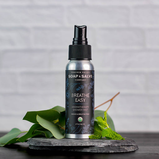 Chagrin Valley Soap & Salve Shower Mist: Breathe Easy Shower Mist Gray 2 fl oz Spray Bottle